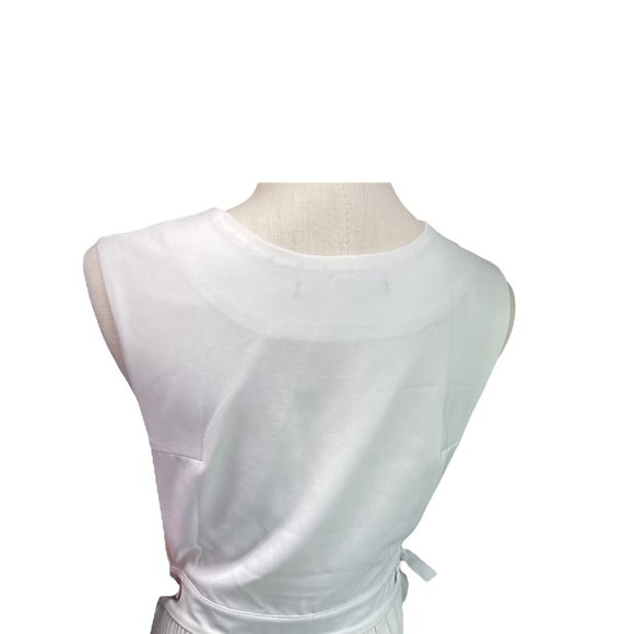 Paul & Zera White Deep V Neck Pleated Bottom Side Grommet Tie Vest Small - Picture 3 of 5